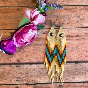 Western long beaded earring